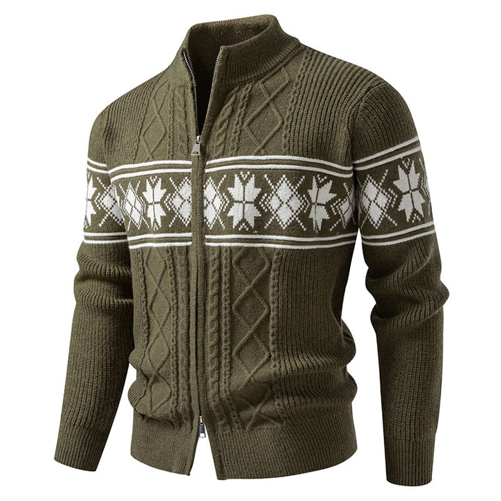 Herren nan Norweger-Strickjacke mit durchgehendem Reißverschluss und hohem Stehkragen Echo Archiv