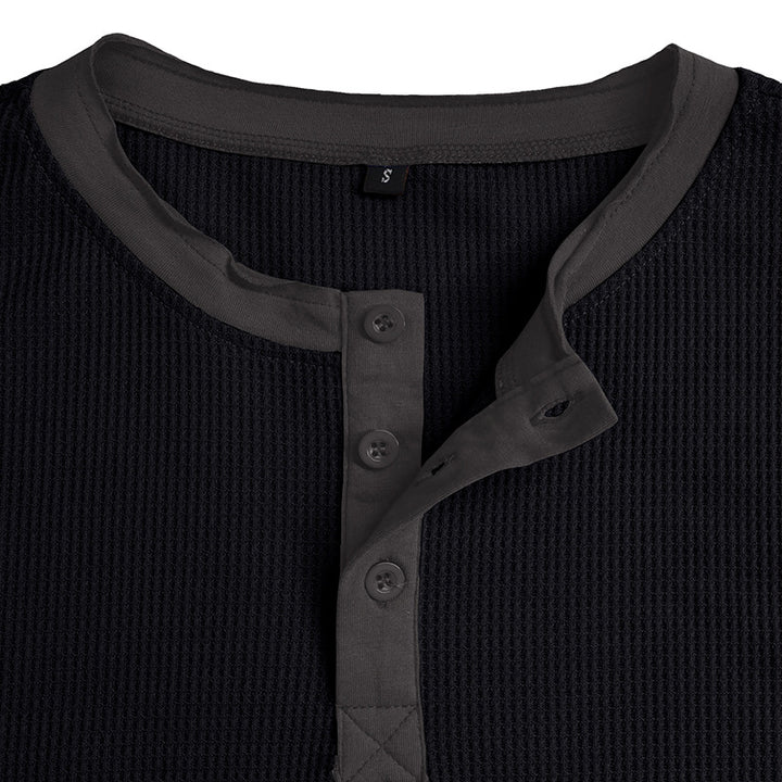 Herren Kurzarm-Henley-Shirt mit kontrastierenden Designelementen Echoarchiv