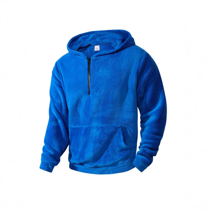 Herren kuscheliger Microfleece-Hoodie mit Halbzip, Kapuze und Kängurutasche – Cavarno
