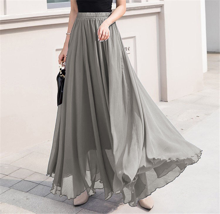 Damen nan Maxi-Chiffonrock mit elastischem Bund und fließender A-Linie Echo Archiv