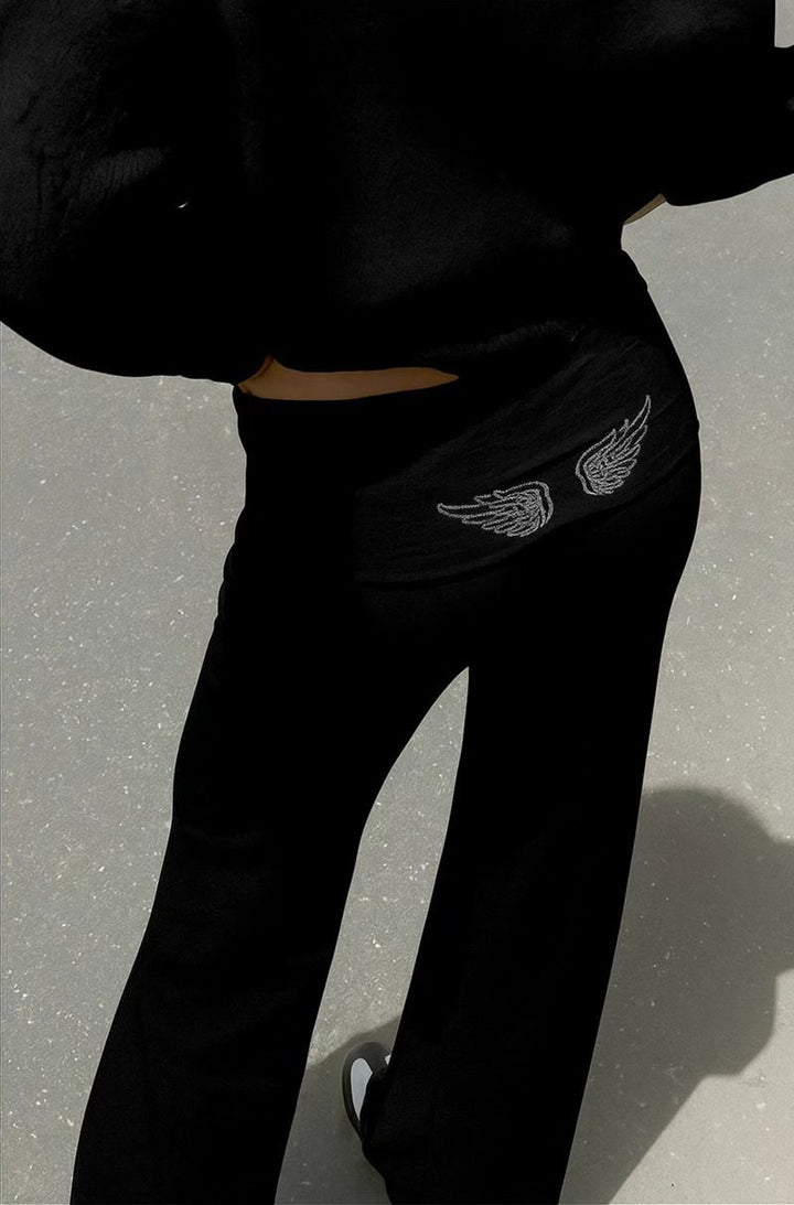 Damen Weite Palazzo-Yoga-Hose mit hohem Umschlagbund Echo Archiv
