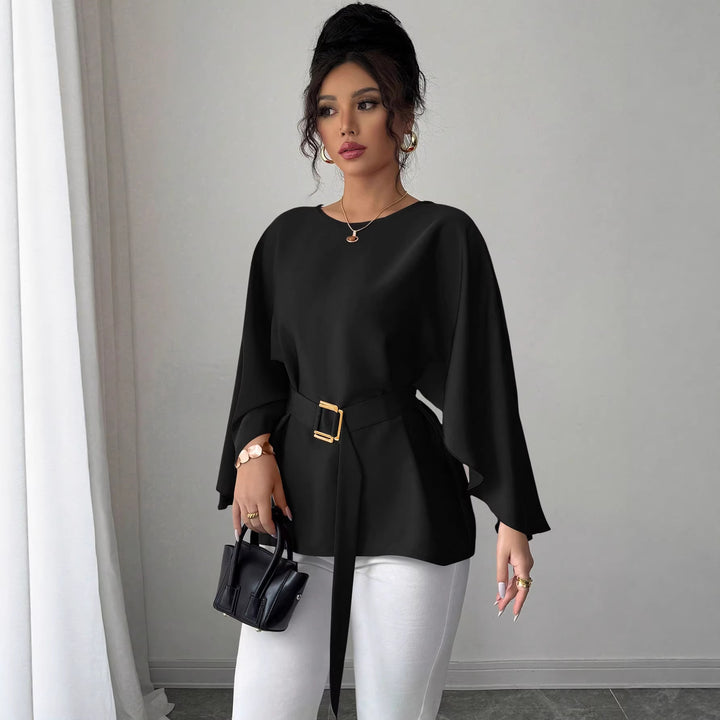 Damen Elegante Chiffon-Tunika mit Cape-Ärmeln und Taillengürtel Echo Archiv
