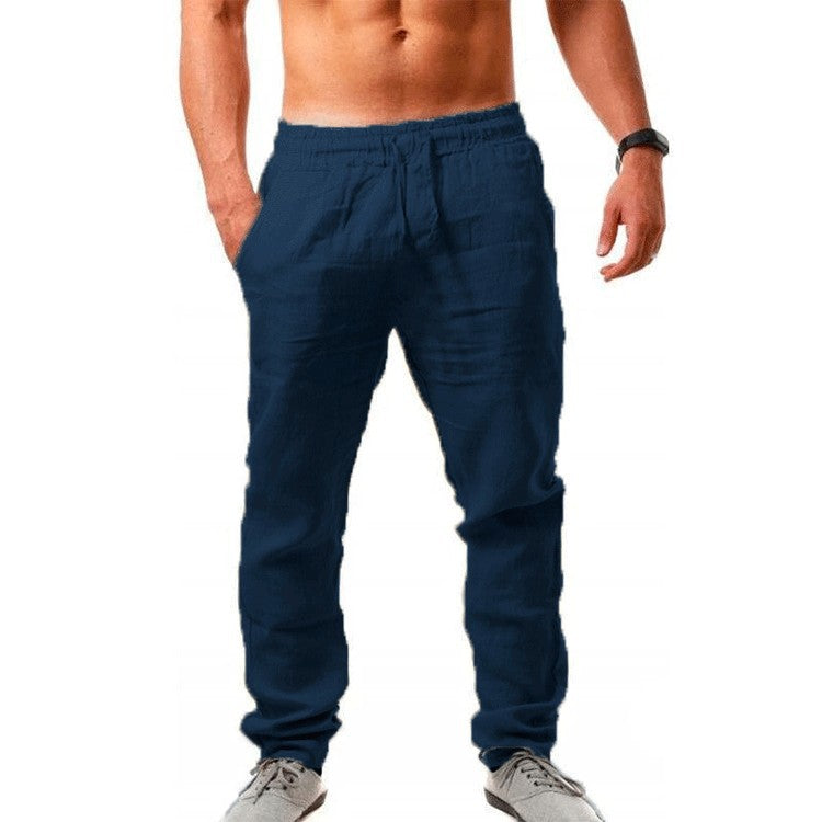 Herren Leichte Leinenhose mit elastischem Bund und seitlichen Taschen Echoarchiv