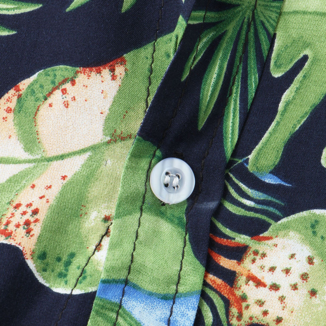 Herren Kurzarmhemd mit botanischem Motiven und luftiger Passform Echoarchiv