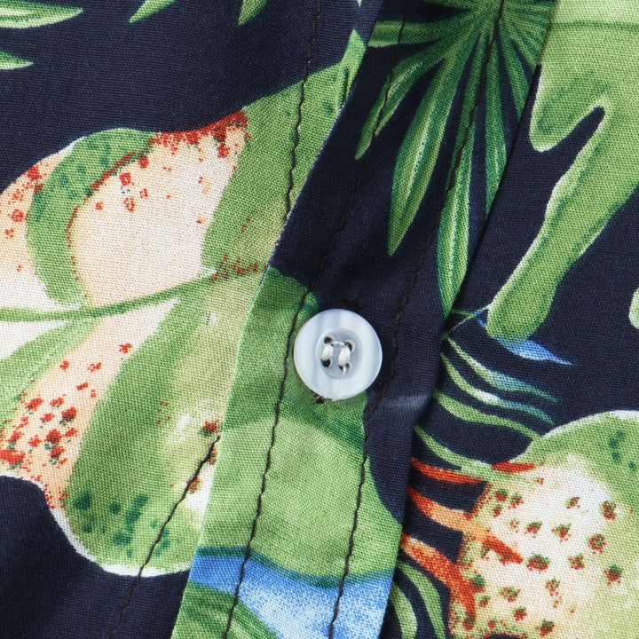 Herren Kurzarmhemd mit botanischem Motiven und luftiger Passform Echoarchiv