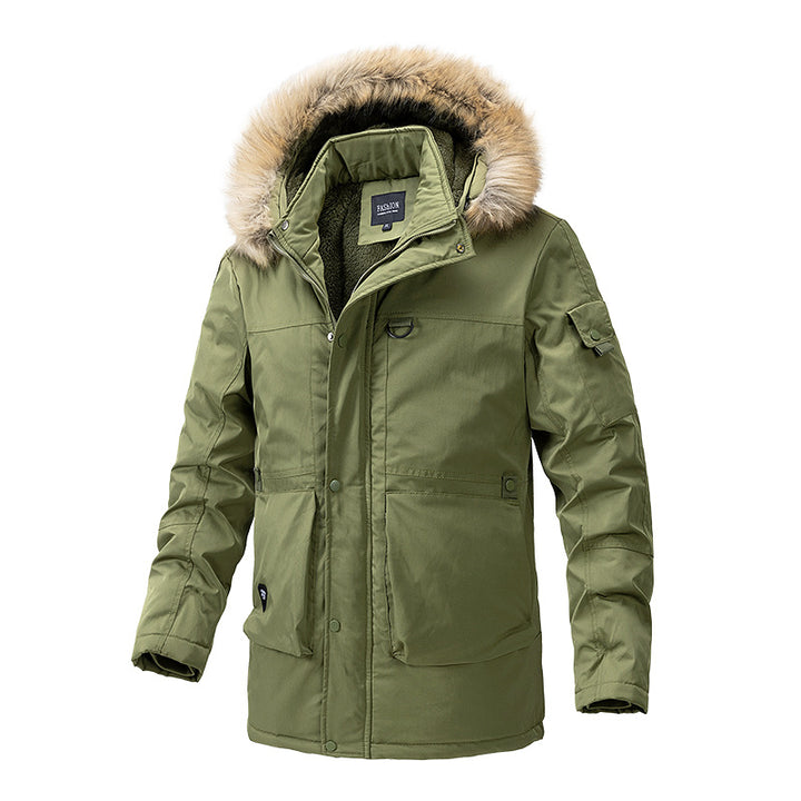Herren Canvas-Parka mit Sherpa-Innenseite, verlängerter Schnitt und Utility-Ärmeltasche Echoarchiv