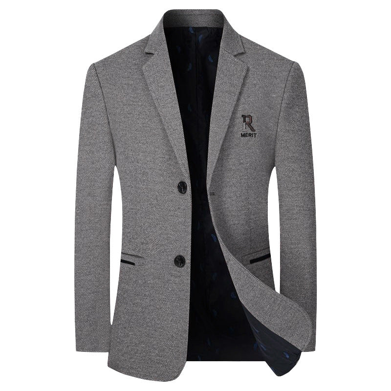 Herren Sakko Slim-Fit aus strukturierter Wollmischung mit kontrastiertem Innenfutter – Tianoro