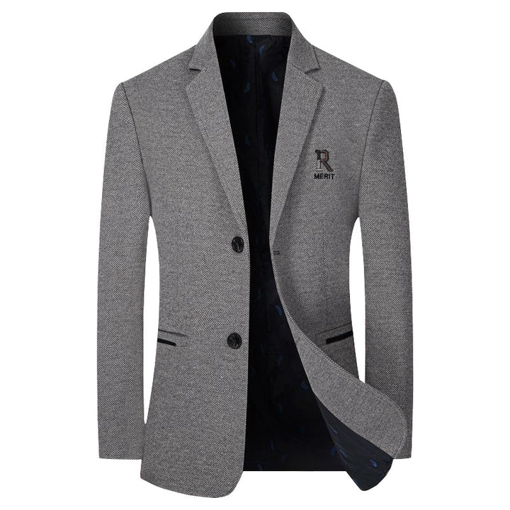 Herren Sakko Slim-Fit aus strukturierter Wollmischung mit kontrastiertem Innenfutter – Tianoro