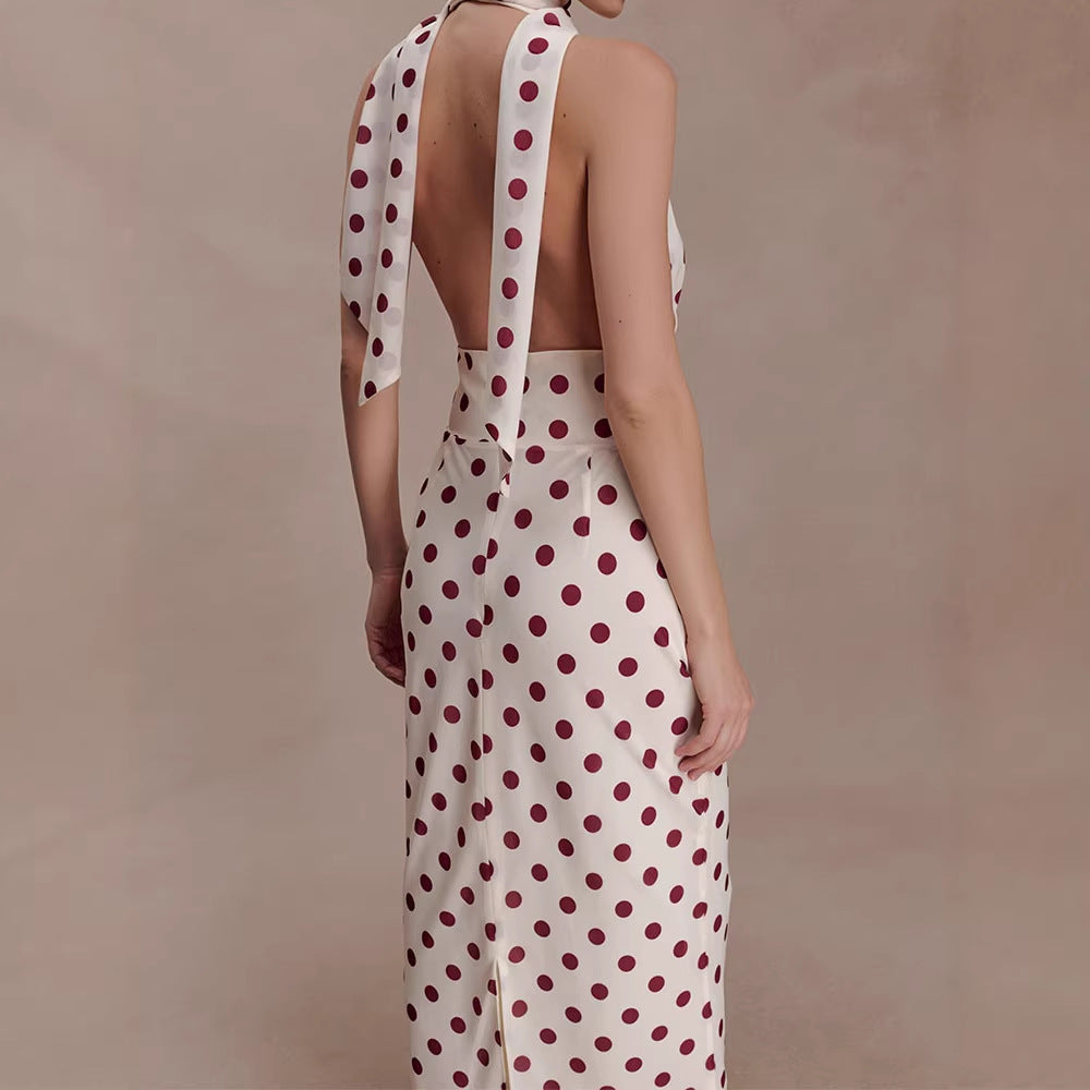Damen Halter-Maxi-Kleid mit klassischen Punkten Echo Archiv