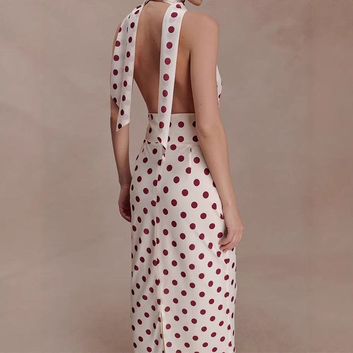 Damen Halter-Maxi-Kleid mit klassischen Punkten Echo Archiv