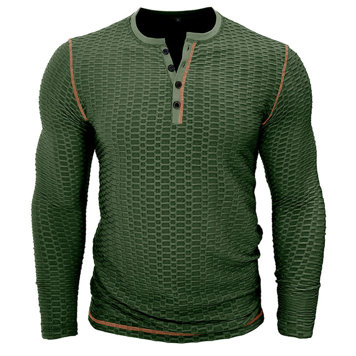 Herren Langarmshirt mit strukturiertem Design und modischem Henley-Ausschnitt Echoarchiv