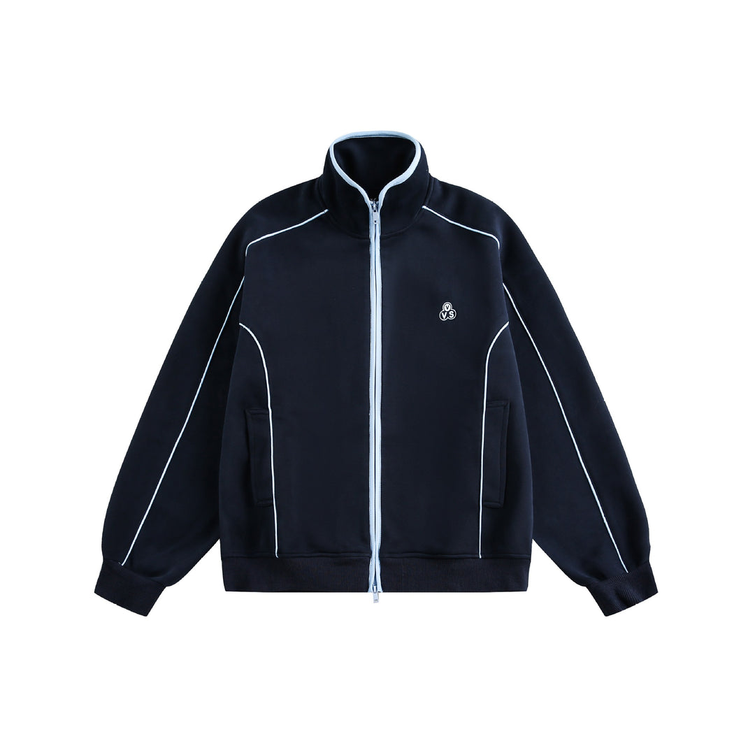 Damen Oversize-Sweatjacke mit Stehkragen und Zwei-Wege-Reißverschluss Echoarchiv