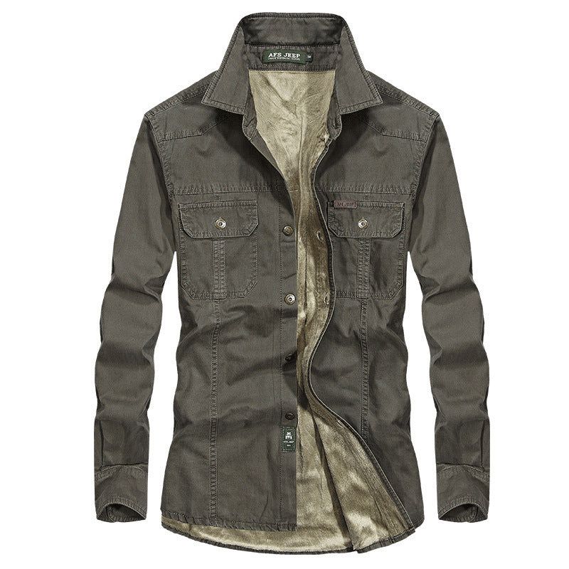 Herren Overshirt-Hemdjacke mit Sherpa-Innenfutter und Brustpattentaschen Echo Archiv