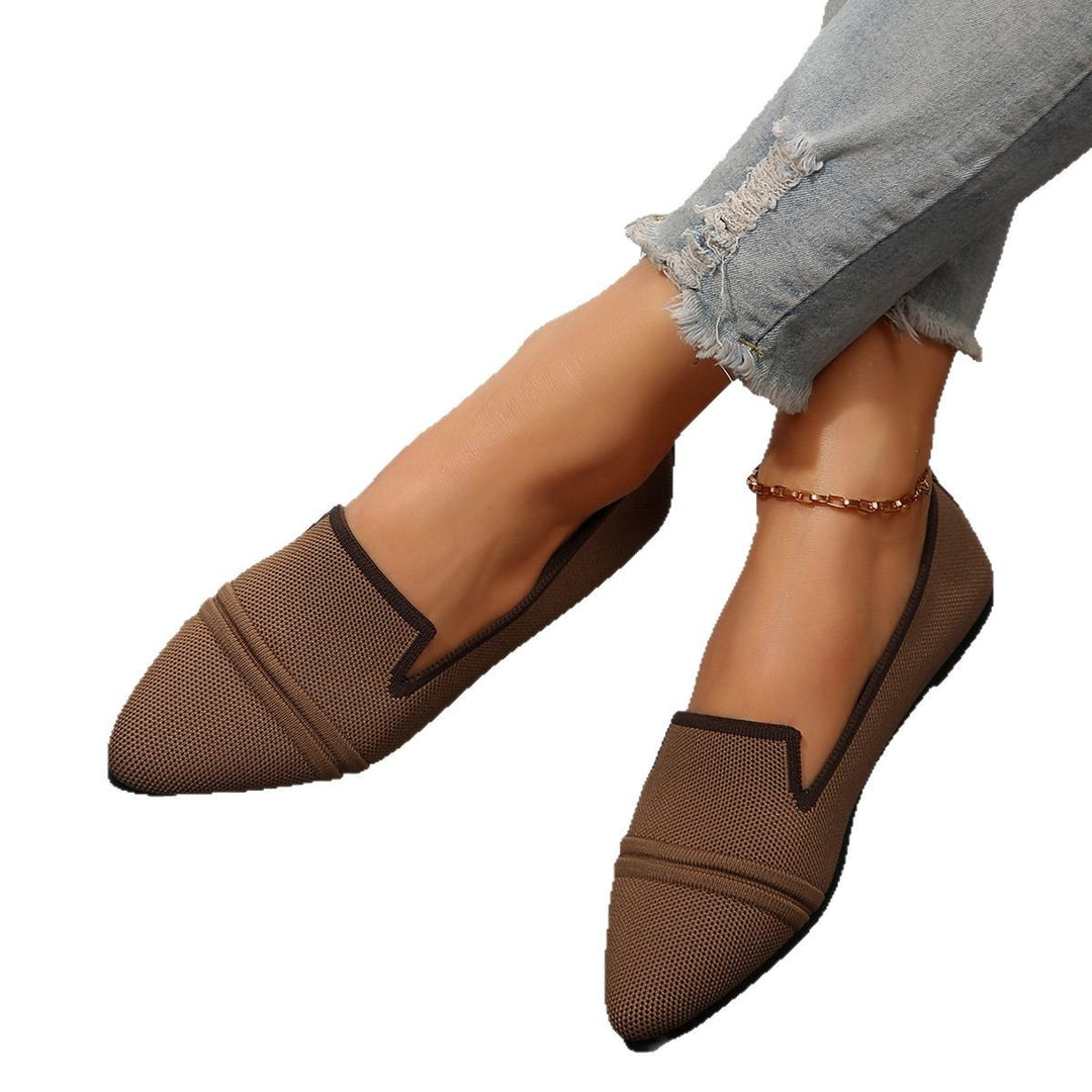Damen  elegante flache Slipper-Loafer mit spitzer Zehenpartie Strickoptik und gepolsterter Innensohle Echo Archiv