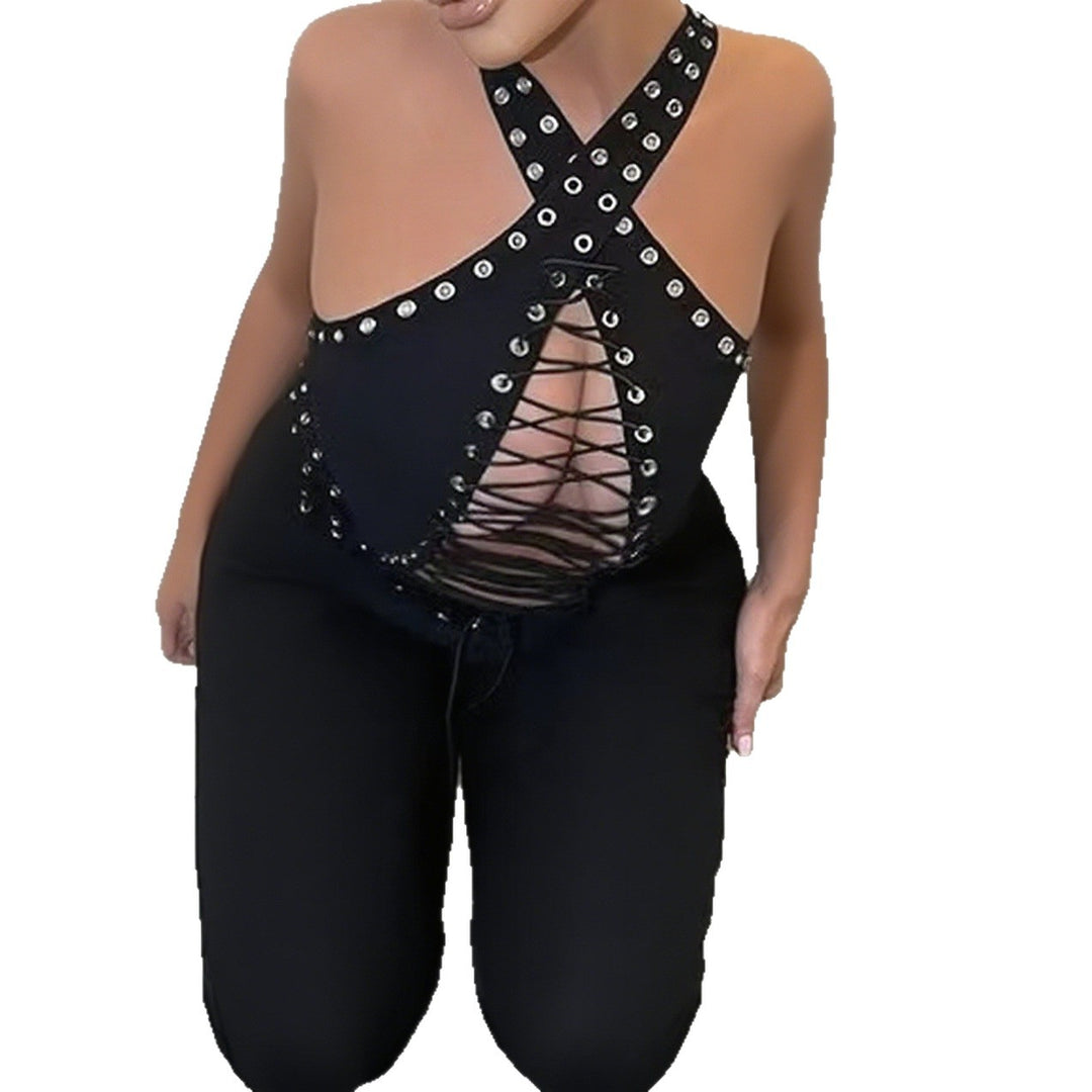 Damen Stylisches Oberteil mit aufwendigem Schnür-Design und glitzernden Akzenten Echo Archiv