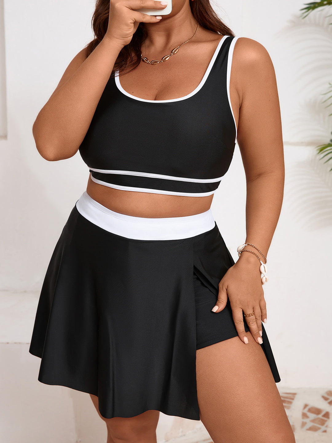 Damen Sportliches Badeset mit Rock Echo Archiv