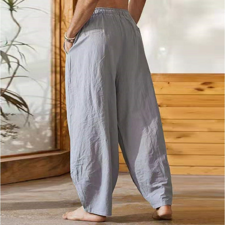 Herren lockere Leinenhose mit elastischem Bund Echoarchiv