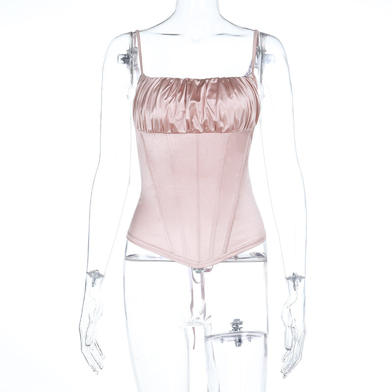 Damen Satin-Corsage mit gerafftem Oberteil und verstellbaren Trägern Echo Archiv