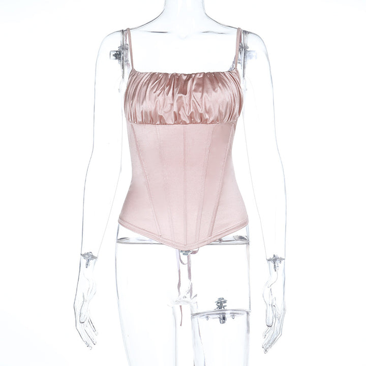 Damen Satin-Corsage mit gerafftem Oberteil und verstellbaren Trägern Echo Archiv