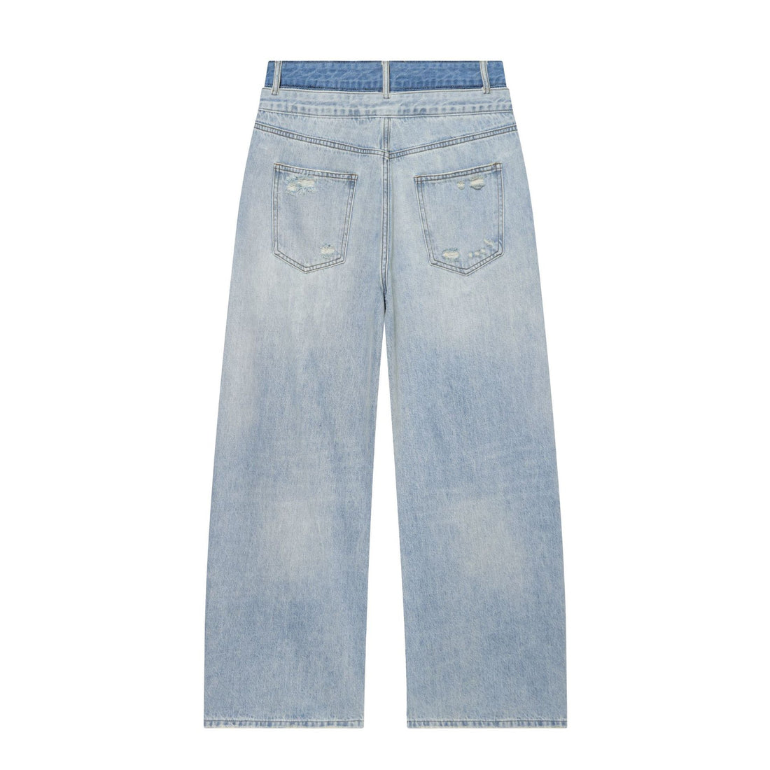 Damen weite zerrissene Jeans mit hoher Taille und Bindeband – Dénora