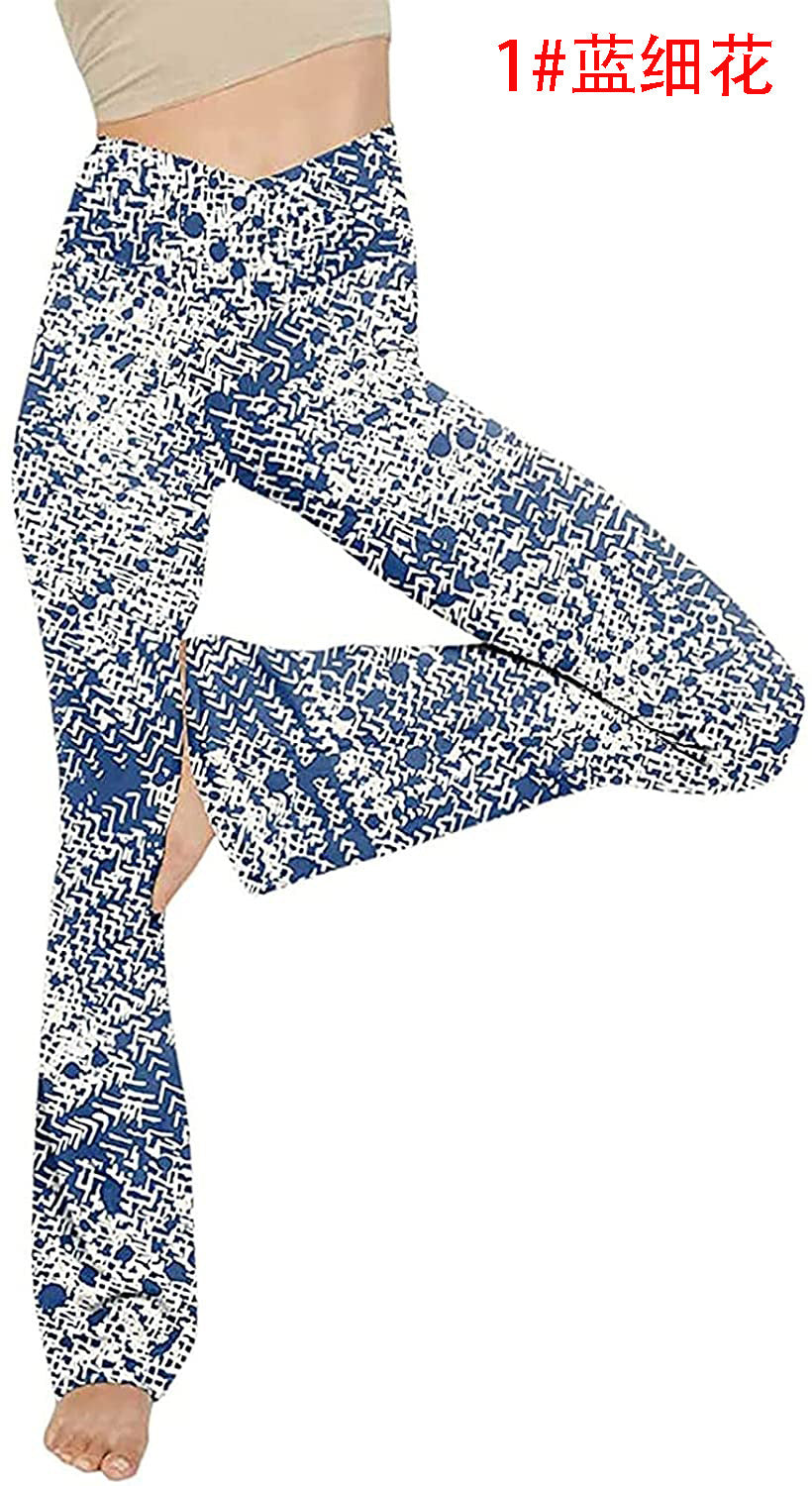 Damen nan taillenhohe Yogahose mit überkreuztem Bund und ausgestelltem Saum mit Schlitz Echo Archiv