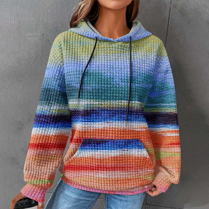 Damen Modischer Kapuzenpullover im Karodesign Echoarchiv
