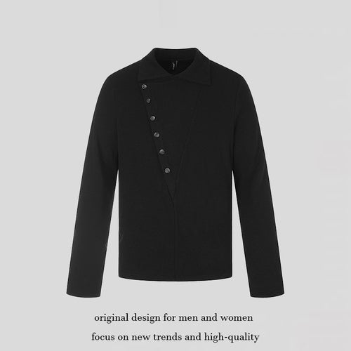Herren Asymmetrische Hemdjacke mit schräger Knopfleiste und cleanem Stehkragen Echoarchiv
