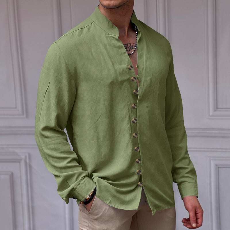 Herren modisches Langarmhemd mit Knopfdetails Echoarchiv