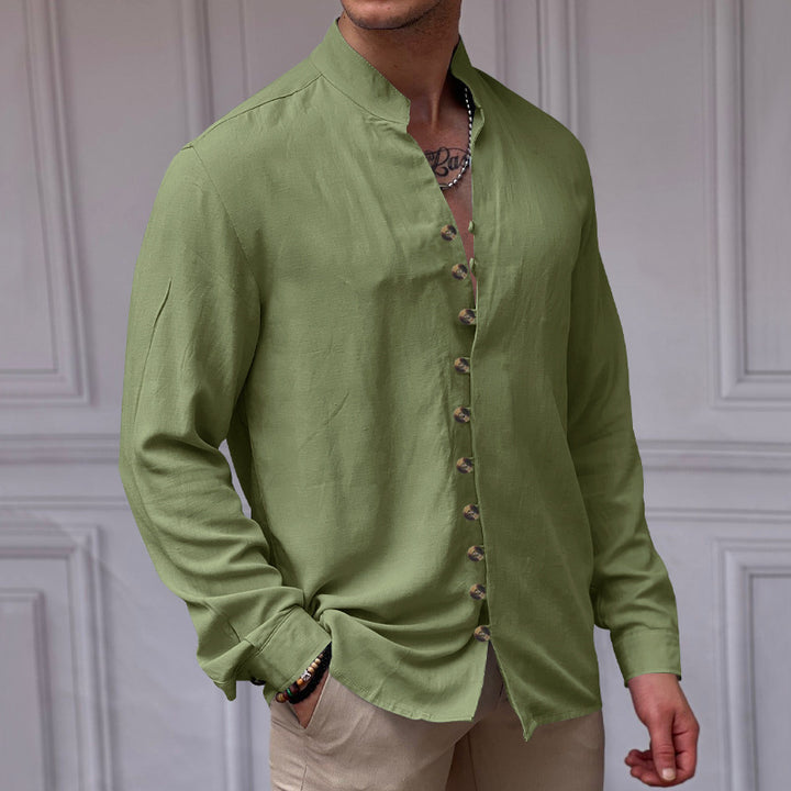 Herren modisches Langarmhemd mit Knopfdetails Echoarchiv