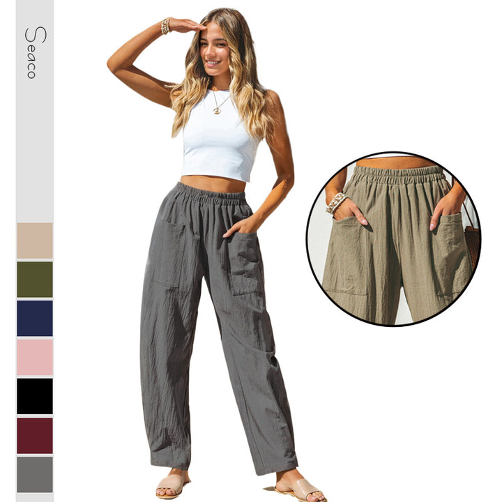 Damen lässige Leinenhose mit praktischen Seitentaschen Echo Archiv
