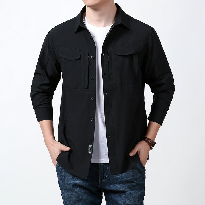 Herren nan leichtes Utility-Hemdjacke mit Brustklappen, Reißverschlusstasche und stretchigem Funktionsgewebe Echo Archiv
