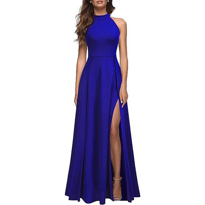 Damen Maxikleid mit Seitlichem Schlitz und Elegantem Kragen Echoarchiv