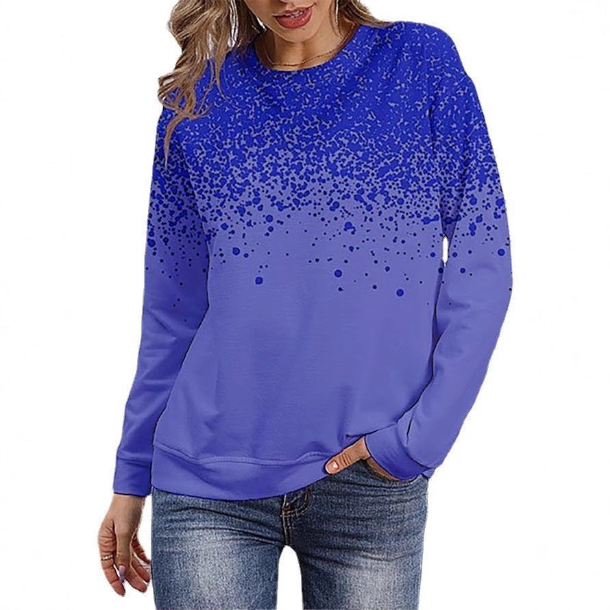 Damen Sweatshirt mit Farbverlauf-Punktdruck und Rundhalsausschnitt Echoarchiv