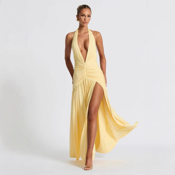 Damen Wickelkleid mit tiefem V-Ausschnitt und Raffung Echo Archiv