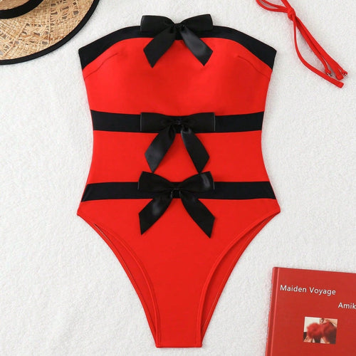 Damen Bandeau-Badeanzug mit dekorativen Schleifen Echo Archiv