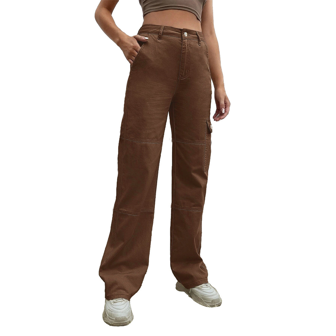 Damen Hochtaillierte Utility-Cargo-Hose im Wide‑Leg aus robustem Denim Echo Archiv