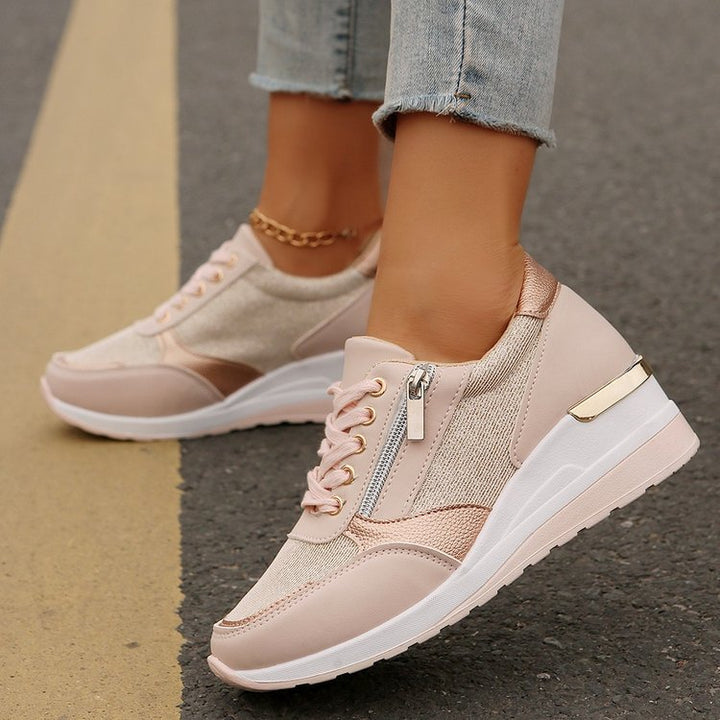 Damen Plateau-Sneaker mit Keilabsatz und Reißverschluss Echo Archiv