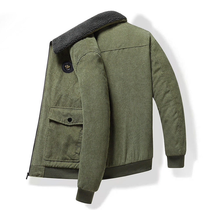 Herren nan Cordjacke mit Teddykragen, aufgesetzten Klappentaschen und elastischen Bündchen Echo Archiv