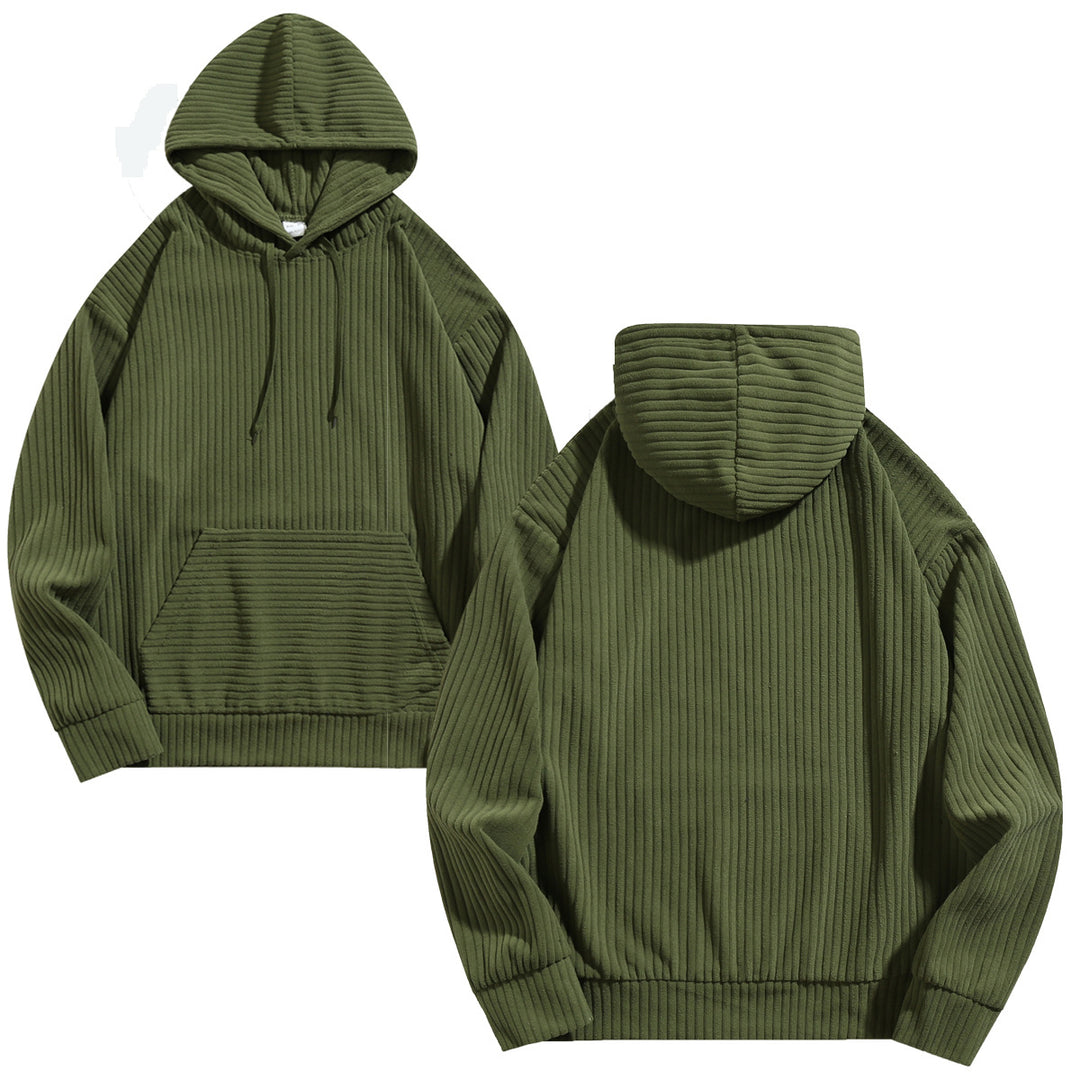 Herren lässiger Kapuzenpullover mit geripptem Design und praktischen Taschen Echoarchiv