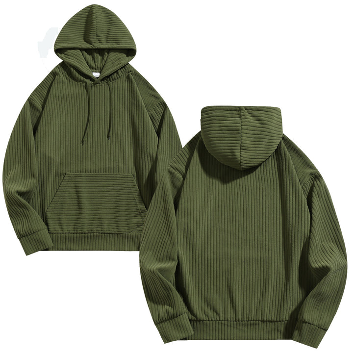 Herren lässiger Kapuzenpullover mit geripptem Design und praktischen Taschen Echoarchiv