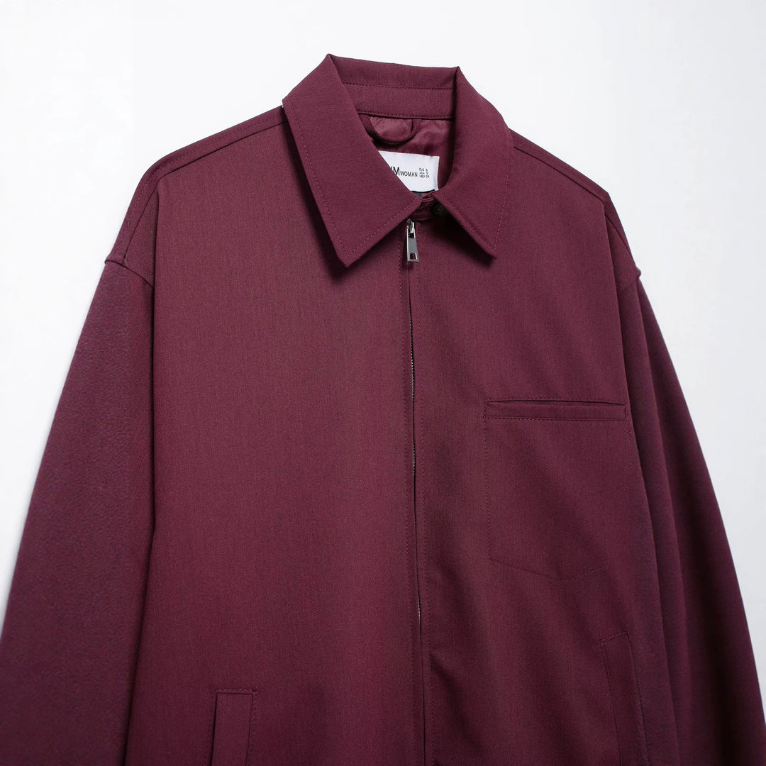 Damen Oversized Blouson mit Reißverschluss, Hemdkragen und Eingrifftaschen Echo Archiv