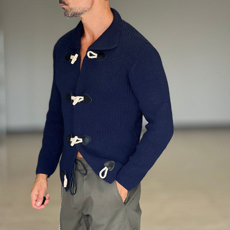 Herren Grob gestrickte Zip-Jacke mit seitlichen Eingrifftaschen und Stehkragen Echoarchiv