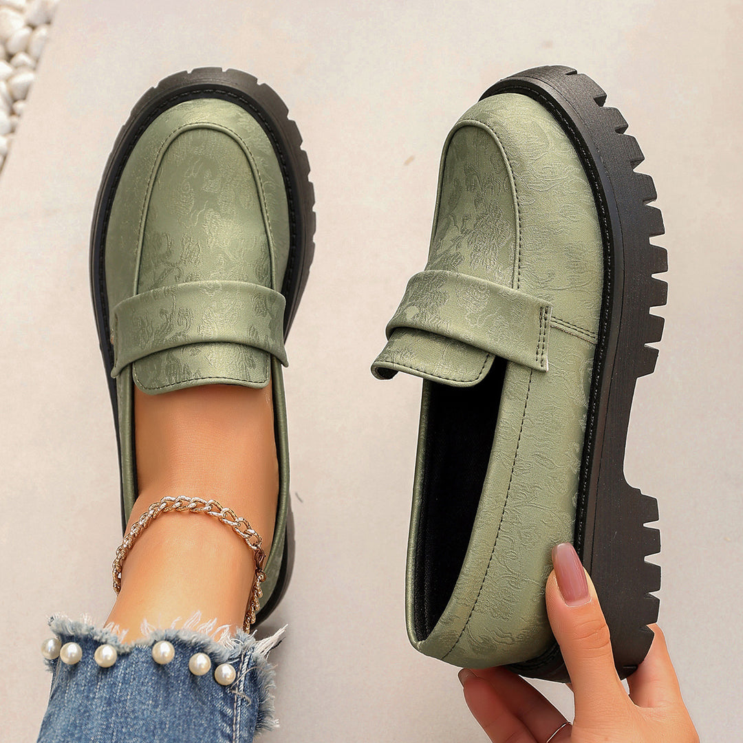 Damen Chunky Loafer mit profilierter Gummisohle und geprägtem Kunstleder Echoarchiv