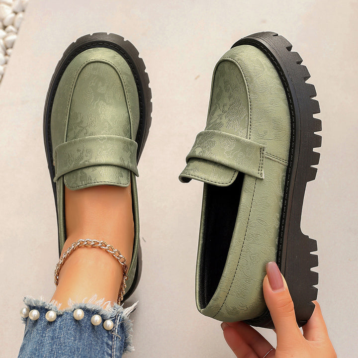 Damen Chunky Loafer mit profilierter Gummisohle und geprägtem Kunstleder Echoarchiv