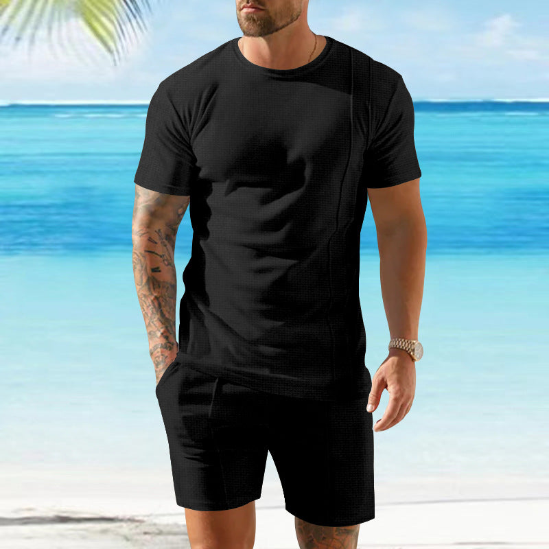 Herren Sportliches Kurzarm-Oberteil und Shorts-Set Echoarchiv