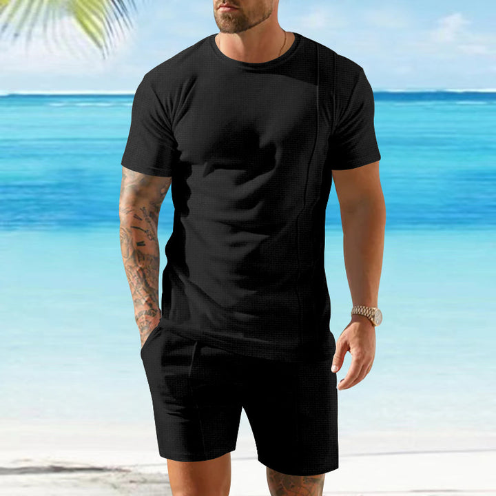 Herren Sportliches Kurzarm-Oberteil und Shorts-Set Echoarchiv