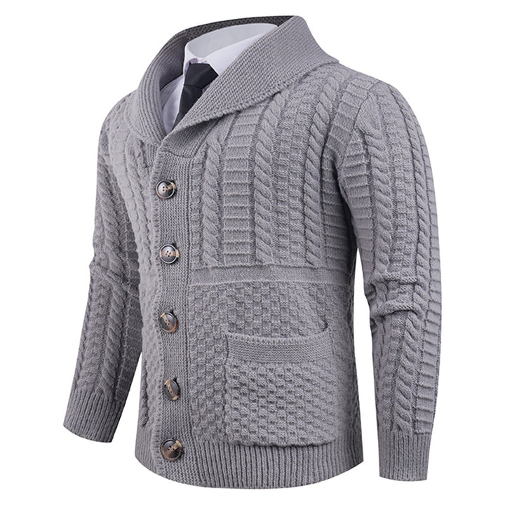 Herren Strickjacke mit modernem Schalkragen und praktischen Knöpfen Echoarchiv