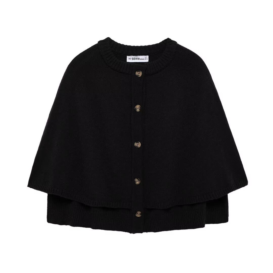 Damen Cape-Cardigan mit Knopfleiste und zweilagigem Umhang Echo Archiv