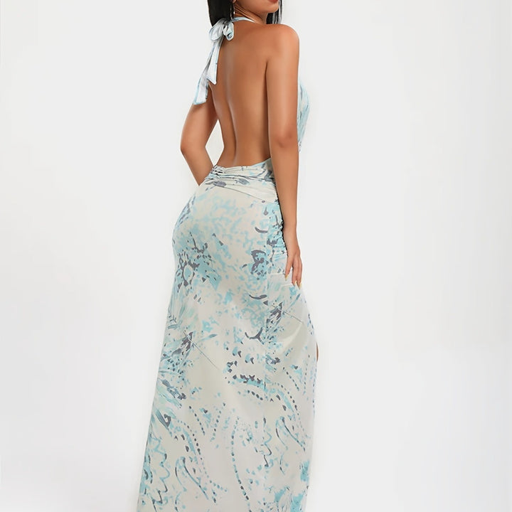 Damen Maxi-Kleid mit raffinierten Drapierungen und dekorativer Satineinfassung Echo Archiv