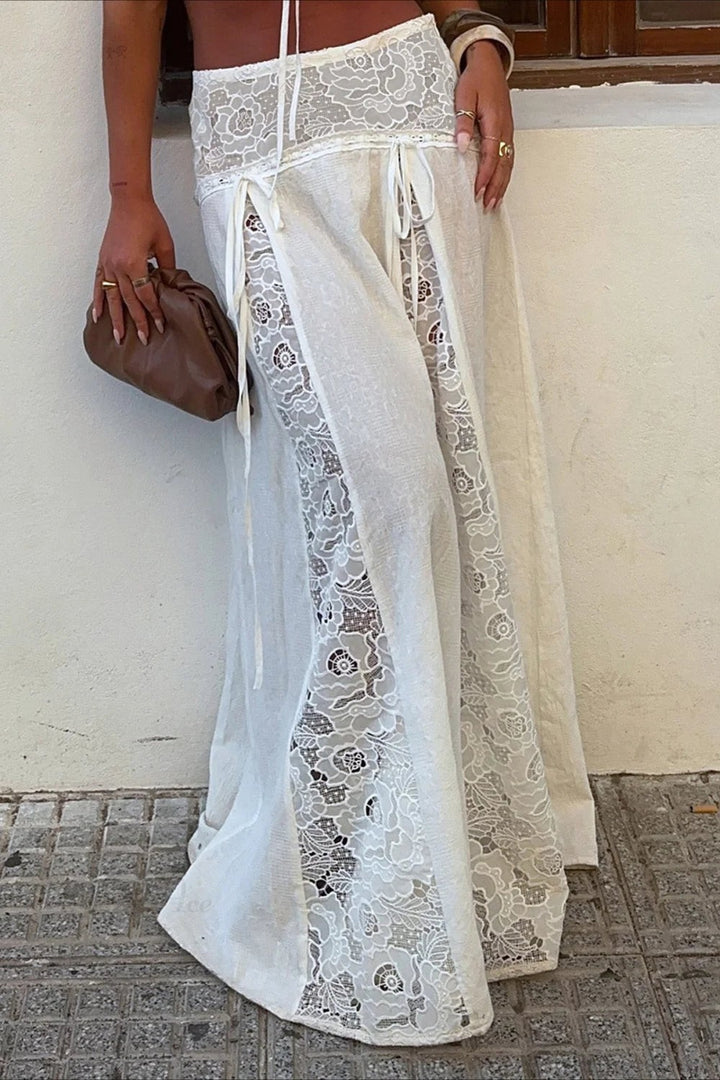 Damen Maxi-Rock mit elegantem Spitzen-Design und seitlichen Bändern Echo Archiv